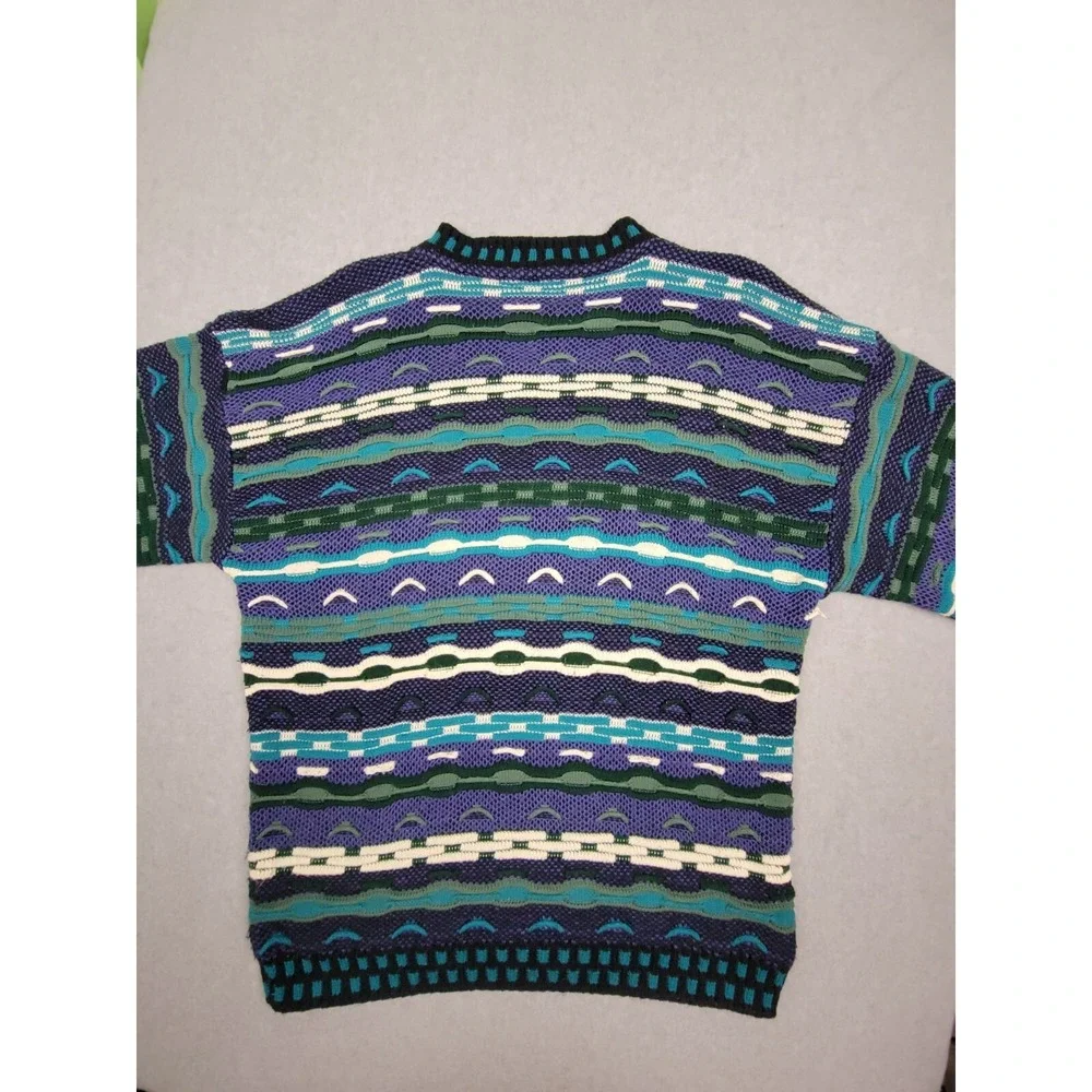 Protegé Sweater Men Large Purple 3D Knit Textured Classic Fit Crew Neck Pullover